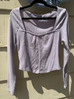 Lush Lilac Long-Sleeve Square Neck Knit Top